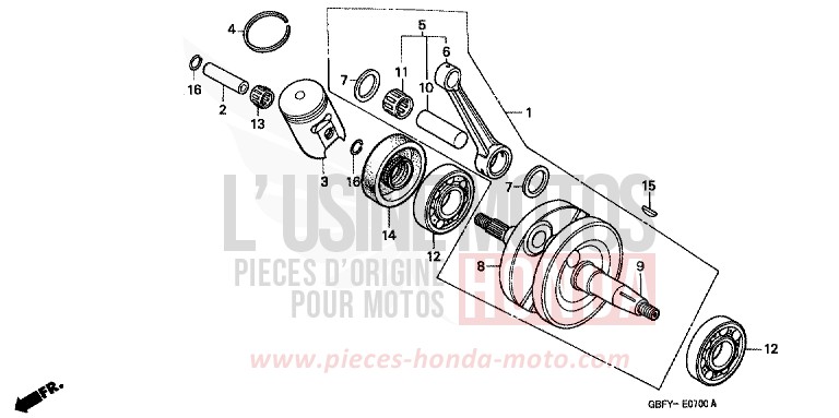 VILEBREQUIN/PISTON de CR80R "Grandes Roues" EXPLOSION RED (R254) de 2000